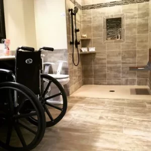 Roll-in showers: wheelchair accessible design layout