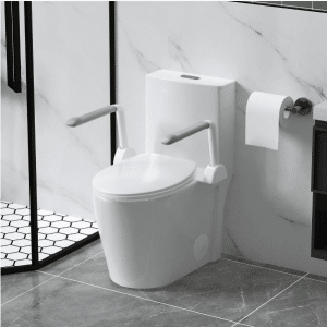 ADA HIEGHT TOILET WITH ANTI-SLIP HAND BARS