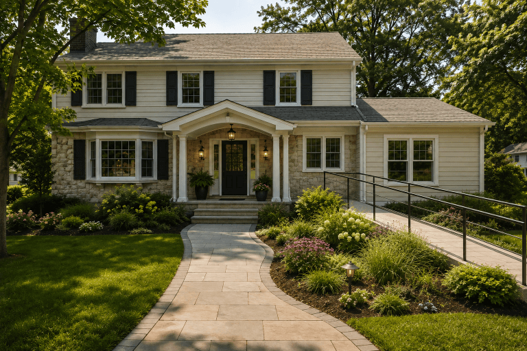 Accessible home addition in New Jersey with zero-barrier entry and integrated walkway